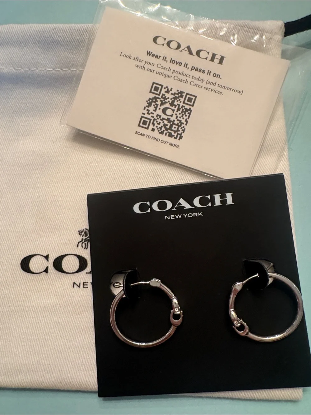 Coach Silver-Tone interlocking C hoop Earrings - Picture 2 of 5